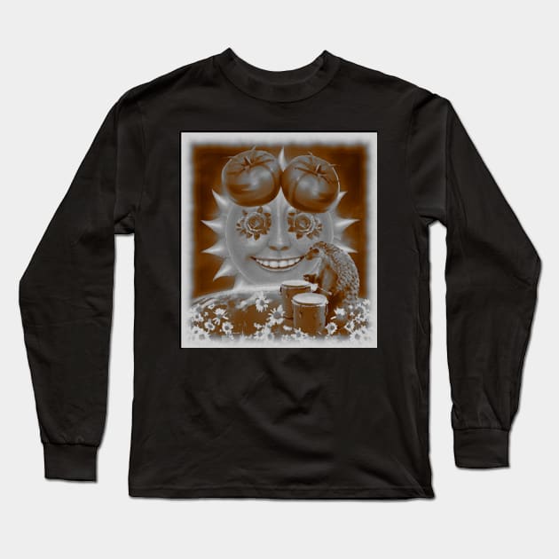 AI generated floral drum Pangolin with happy sun Long Sleeve T-Shirt by Catbrat